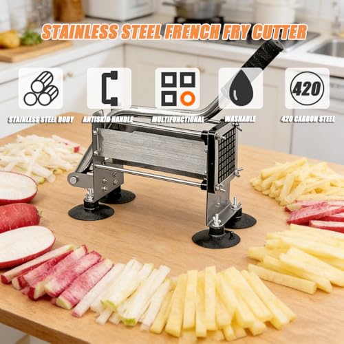 Cuttera francese professionale in acciaio inossidabile, grande confrapatata manuale con base di aspirazione, coperta facile per la cucina domestica, ristoranti, alberghi, include 10mm 12mm 14mm lame,