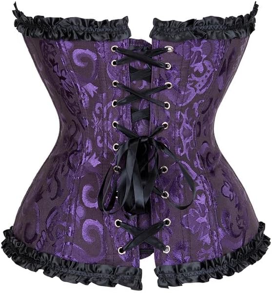 Moonight Corsets for Women Renaissance Floral Lace up Boned Overbust Corset Bustier Shapewear