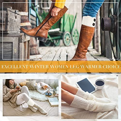 Geyoga 6 Pairs Winter Women Leg Warmers Set 80S Knit Ribbed Leg Warmer Crochet Boot Socks Warm Knitted Boot Cuff Knee High Footless Thermal Bootcuff For Women Girls Lady Winter Party Accessories #TOP2