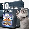 Conlun Cat Scratch Deterrent Sticky Paws Tape - 10Pack Pet Scratch Furniture Protector 43CM X 30CM,Cat Claw Guards For Sofa, Anti Scratch Cat Spray,Couch Corner Cat Scratch Repellent 60 Twist Pins