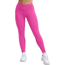 QOQ Workout Leggings for Women Hidden Butt Scrunch High Waisted Tummy Control Crossover Gym Yoga Pant