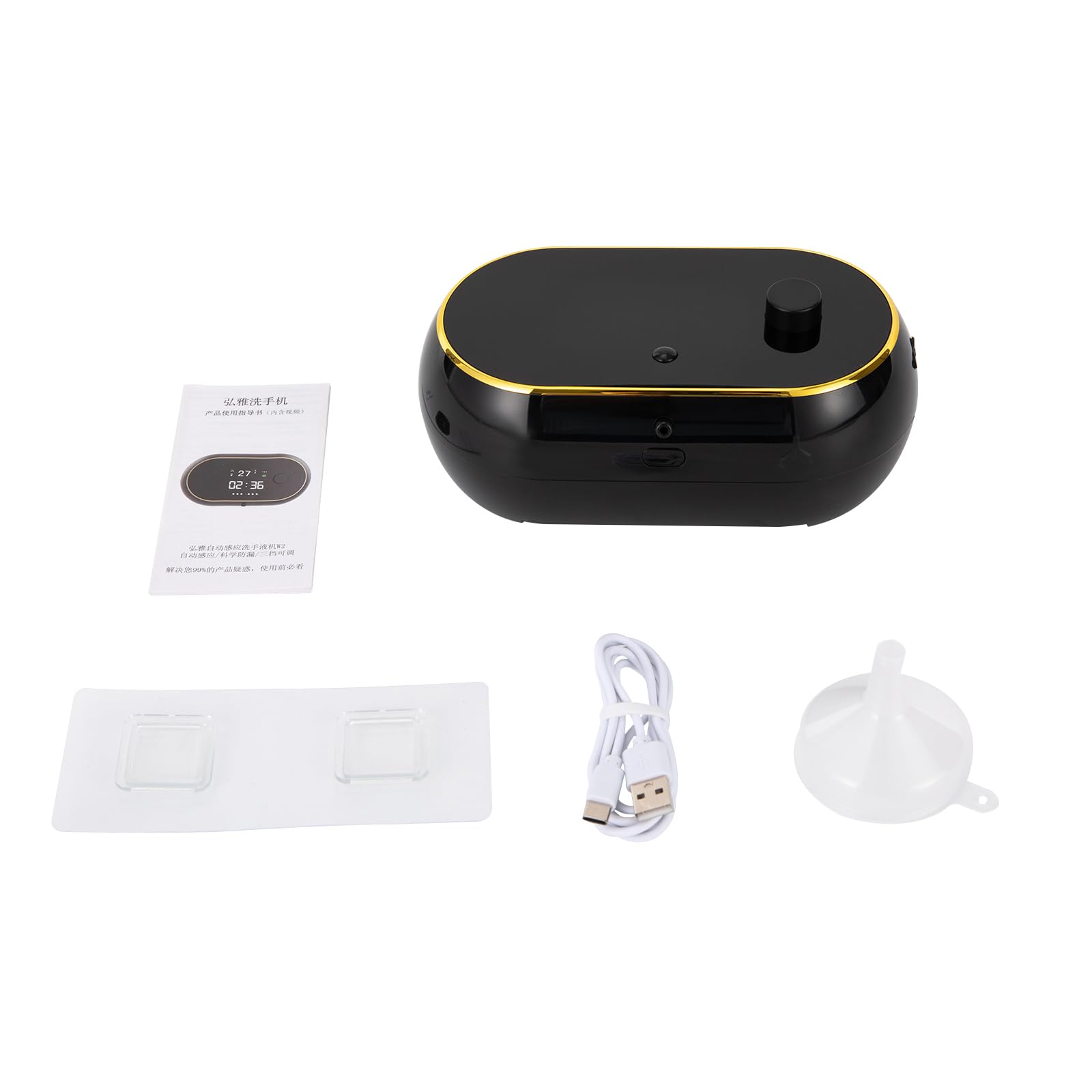Distributore automatico di sapone in schiuma 450 ml USB C ricaricabile con display LCD Temperatura ora 3 livelli regolabile IPX5 impermeabile a parete sensore senza contatto