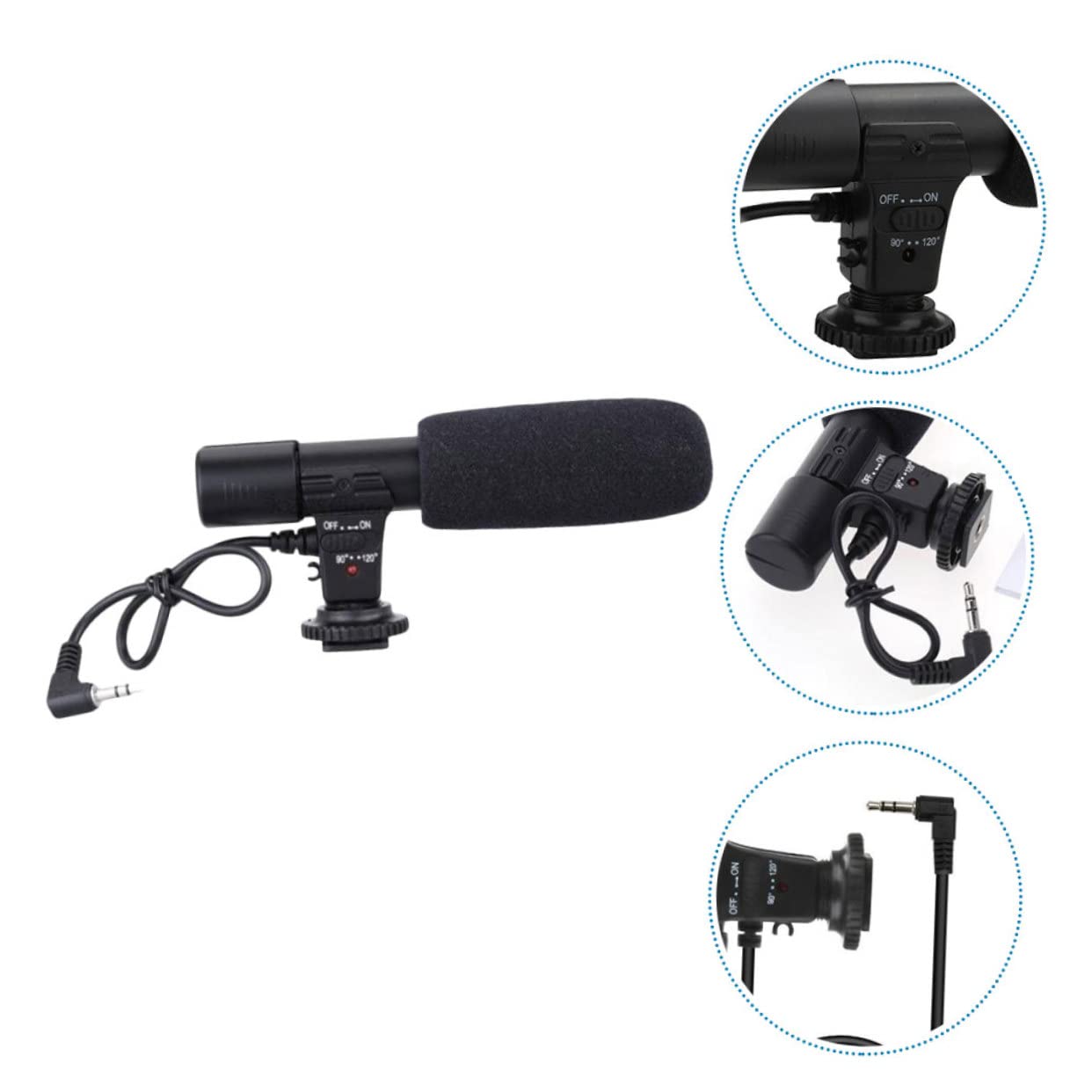 Microfono per Interviste Cardioide Professionale per Fotocamera DSLR e Videocamere Microfono di Registrazione con e Montaggio Compatibile con Smartphone e Tablet