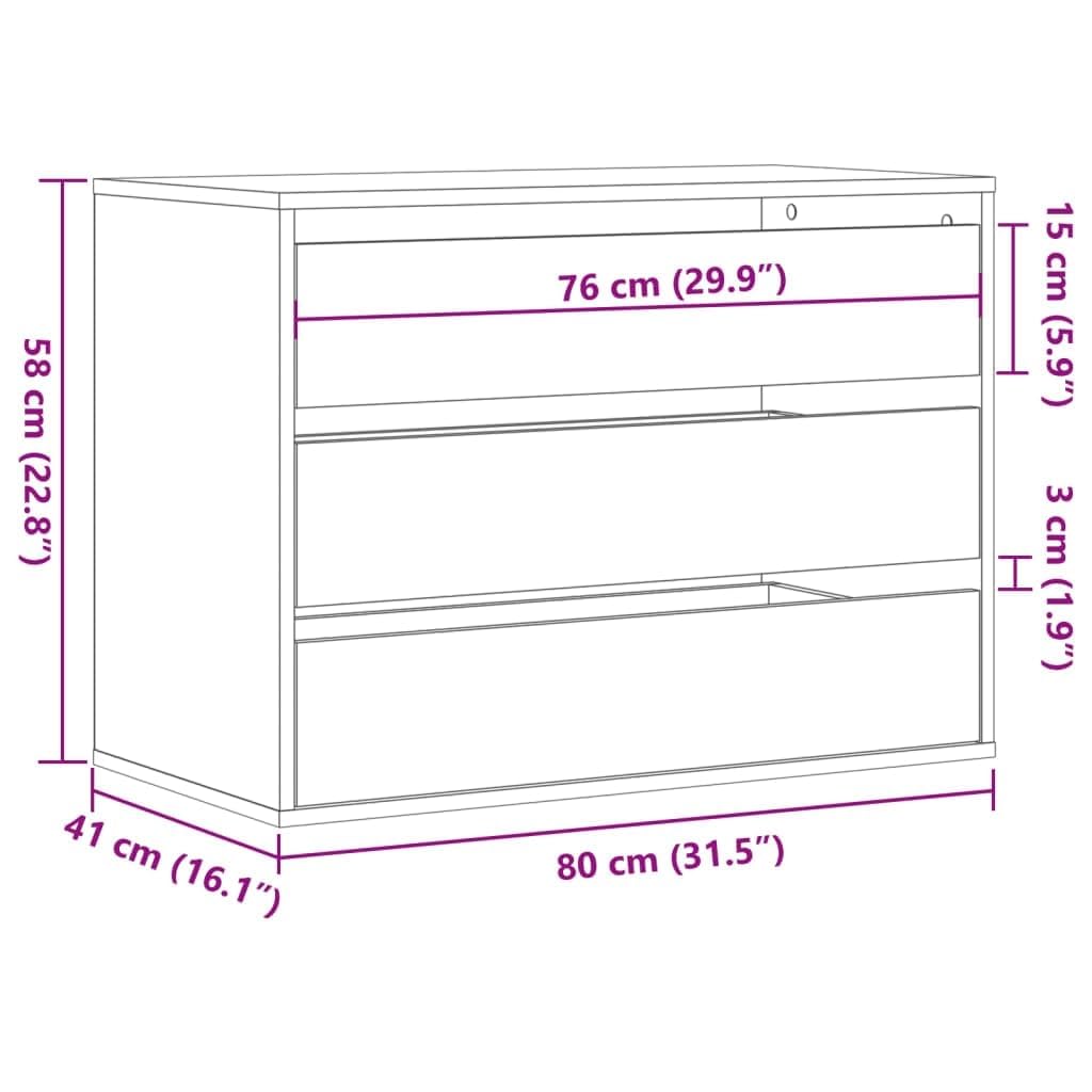 vidaXL Cassettiera Angolare Rovere Sonoma 80x41x58cm Legno Multistrato, Mobile con cassetti, armadietto con cassetti, portaoggetti con cassetti