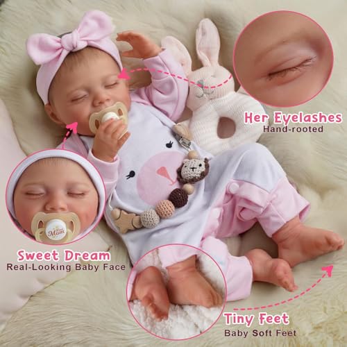 Realistic 20-Inch Reborn Baby Doll with Accessories - Sweet Smile Vinyl Baby Girl for Kids