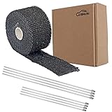 LEDAUT(レダホト) 耐熱布サーモ バンテージ バイク バンテージ 耐熱 バイク マフラー ガード セラミックファイバー 耐熱温度800度 幅5CM*5M 結束バンド付（ブラック）