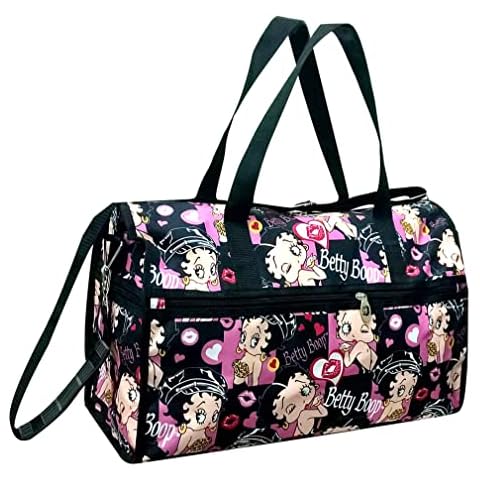 Betty Boop Canvas Travel Bag with Long Strap (Multi: Lips) Cover