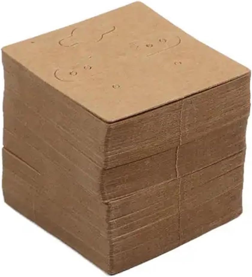 50PCS 5x5CM White Brown Black Blank Hanging Cards For Earrings Jewelry Display Cardboard Small Businesses Packaging Supplies(White)