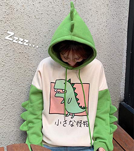 Crb Fashion Womens Teens Animal Anime Cute Emo Dinosaur Cosplay Cartoon Shirt Hoodie Hoody Top Jumper Sweater (Green) #TOP4
