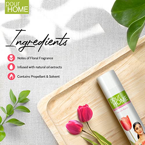 Image of POUR HOME French Flora & French Fusion Room Air Freshener Spray - 220ML Each (Pack of 2)| Long-Lasting Fragrance - Reduces Odours - Suitable for Home & Office