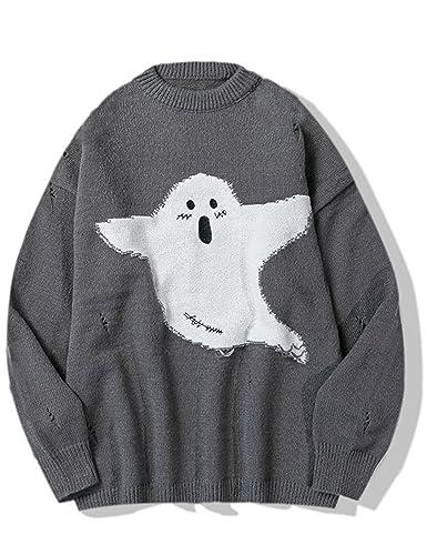 Arssm Mens Oversized Vintage Pullover Sweater Graphic Long Sleeves Knit Casual Jumper Tops