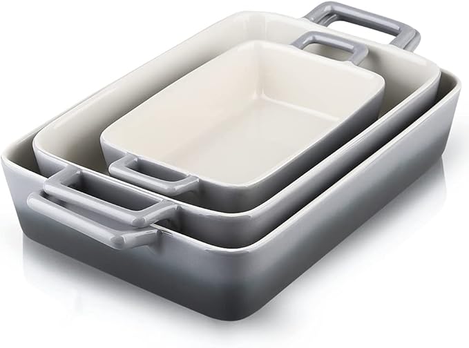 KOOV 3-piece ceramic bakeware set gradient gray rectangular baking pans