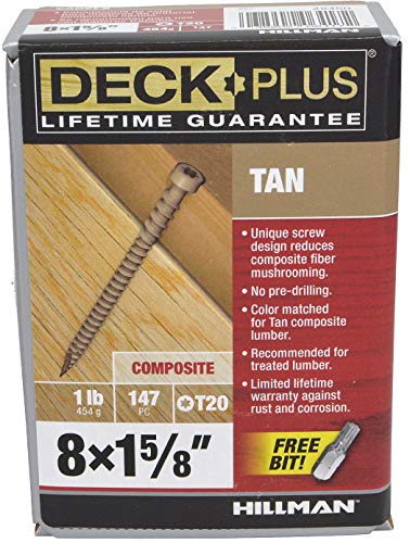 Deck Plus Tornillos para Deck de Compuesto Tan Star-Drive #8 x 1-5/8", Pack de 147 piezas miniatura 3