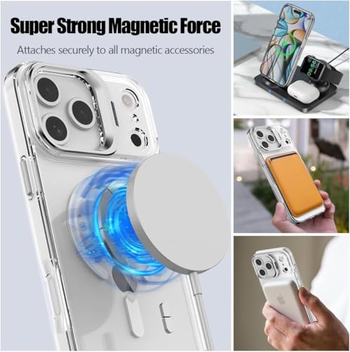 Image of keeshar Clearshield Magpro with stand iPhone 17 Pro, Hybrid PC & TPU Shockproof Design, 360 Degree Protection Crystal Clear Case, Anti-Scratch Armor Cover MagSafe Compatible Strong Magnetic Adsorption