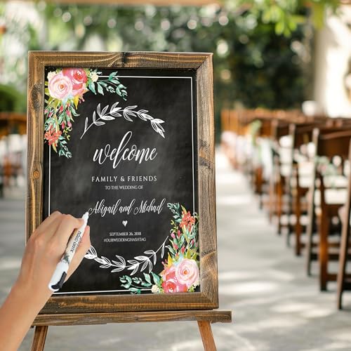 Image of Liquid Chalk Markers: Wedding Edition - Pack of 8 - Non-Toxic, Water-Based, Erasable, Dust Free Chalk Pens for Chalkboards, Blackboards, Windows and Glass - 6mm Reversible Bullet and Chisel Tip