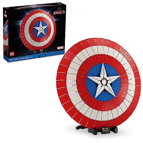 LEGO Marvel Captain America's Shield - Conjunto de construção colecionável - quebra-cabeças 3D para adultos a partir dos 18 anos - Réplica do escudo icónico - ideia de presente para aniversário