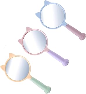minkissy Mirror Handheld 3pcs Cosmetic Handheld Beauty Cat Mirrors Claw with Hairdressing Travel Handle Makeup Tabletop Mirror