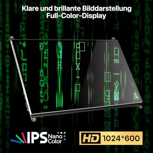 ROADOM 7" Touchscreen Monitor, 1024x600 IPS für Raspberry Pi, HDMI – Ansicht 3