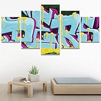 SIGNWIN 5 Panel Canvas Wall Art Modern Art Decorative Decorative Elements Digital Art Multicolor Patterns Urban for Home Decorations Ready to Hang - 60