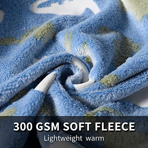 Ohds Dinosaur Glow In The Dark Blanket For Kids 60"X50", Dino Throw Blankets For Boys Girls, Soft Fleece Quilt Blanket, Comfy Warm Cute Throws For Couch Bed, Birthday Gifts For Toddler Kids Grandkids #TOP3