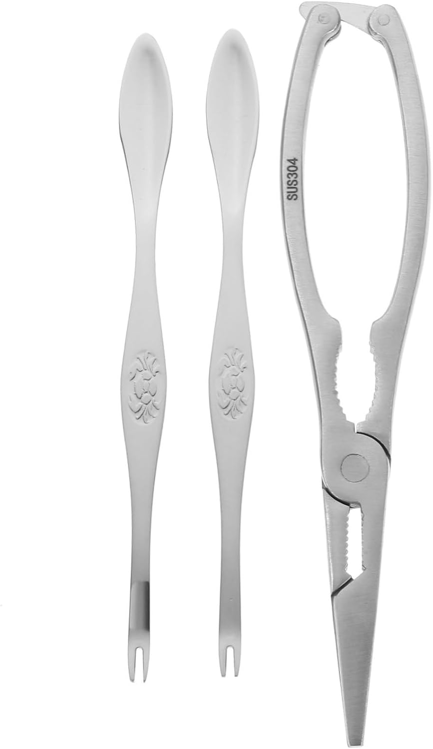 9 Pcs Lobster Tools Scallop Tools Lobster Lobster Forks Seafood Needle Seafood Opener Tools Lobster Pick Lobster Crackers and Picks Nut Tool Crab Tool Kit Alloy (Silver 18X3.7X2CM)