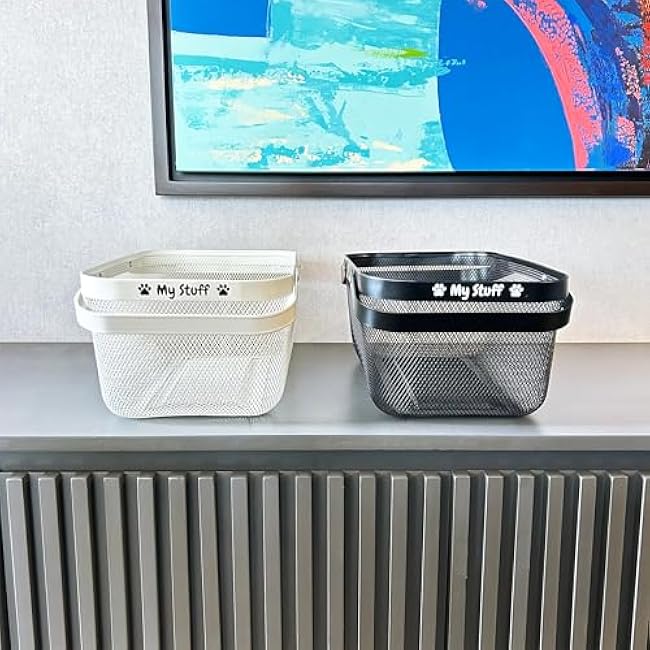 Dog Toy Basket Metal Mesh Metal, Chew Proof Black Dog Toy Bin, Durable Dog Toy Box, Sturdy Dog Toy Storage