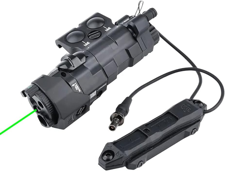 Metal MLC1+ Aiming Box Laser Sight(with IR+IR Fill Light + Red/Green/Blue Laser+220 Lumens LED Flashlight), & Dual Wire Modular Remote Pressure Switch(SF+2.5 Plug) Combo,Black