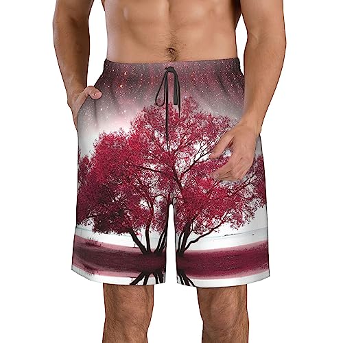 Short d'été décontracté coupe classique rouge avec poches fonctionnelles
