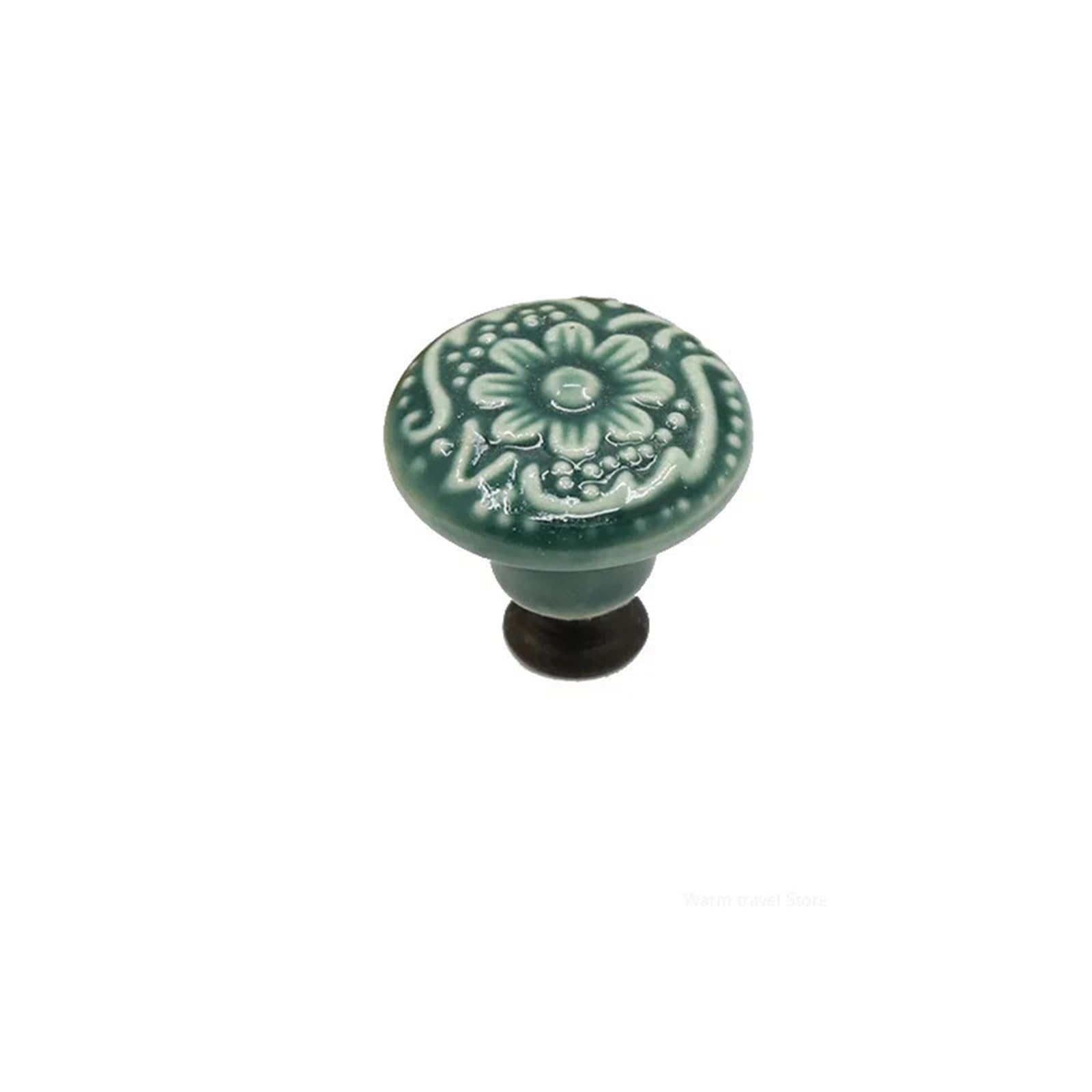 GNYVZXPLQ Ceramic Handle Drawer Knobs, 5 Pcs Multicolor Ceramic Round Flower Knob Handles Single Hole for Cabinet Drawer Door(Green)