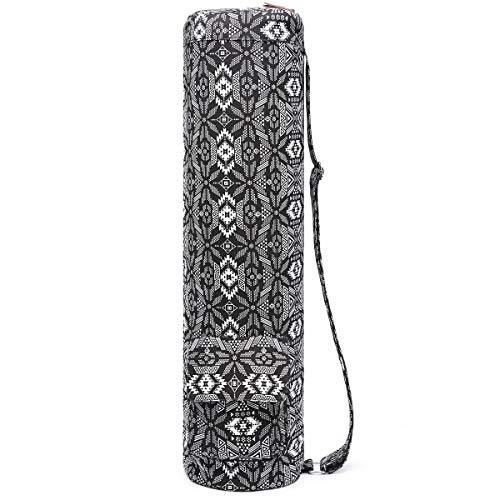 Boence Yoga Mat Bag, Full Zip Exercise Yoga Mat Sling Bag With Sturdy Canvas, Smooth Zippers, Adjustable Strap, Large Functional Storage Pockets - Fits Most Size Mats (Black Bravo) #TOP1