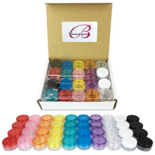 Beauticom® 120 Pieces 3G/3ML Empty Clear Container Jar with MultiColor Lids for Makeup Cosmetic Samples, Small Jewelry, Beads, Nail Charms and Accessories