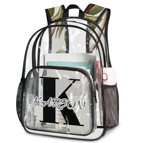 Personalized Small Clear Backpack Stadium Approved Heavy Duty PVC Plastic Custom Red Apples Transparent Backpacks See Through Bag with Name, Fruit Apples