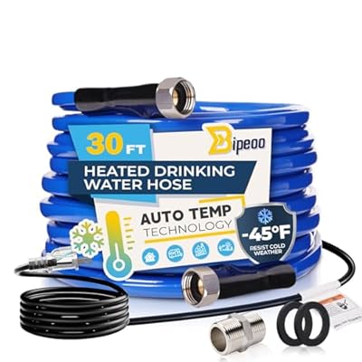 Bipeoo 30FT Heated Water Hose for Rv,Heated Drinking Water Hose Antifreeze to -45°F,Great Rv Accessories for Campers,Livestock,Agriculture,Lead and BPA Free