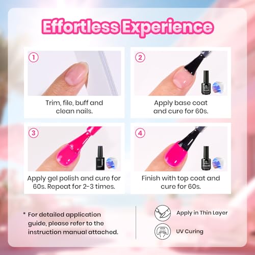 Image of Beetles Pink Gel Polish Set - Summer Heartbeat, 6 Colors Pink Gel Nail Polish Set, Soak Off UV LED Nails Art, Long-Lasting Manicure Salon DIY Home Holiday Nails Art