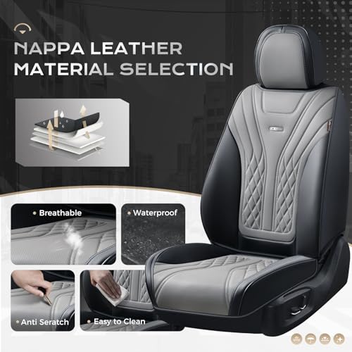 Image of Coverado Car Seat Covers, Car Seat Covers Front Seats, 2-Pack Front Seat Cover, Nappa Leather Waterproof Seat Covers, Car Seat Protectors, Automotive Seat Covers Universal Fit for Most Vehicles
