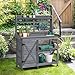 Yaheetech Outdoor Potting Bench, Large Horticulture Work Table Workstation with Storage Cabinet Shelf & Planting Working Console for Patio/Lawn/Garden - Gray