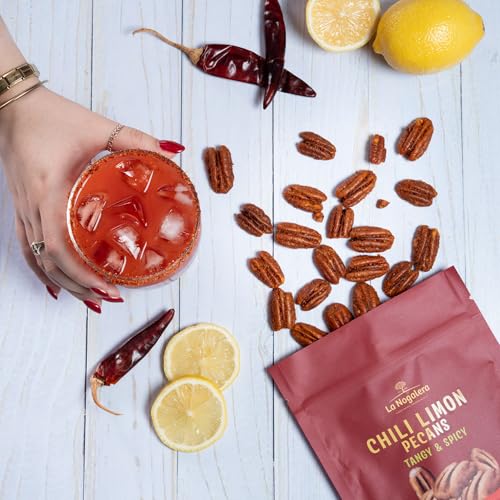 Image of Chili & Lime Pecans 5 oz - Tangy & Spicy Fried Pecan Snack with Chili Pepper and Lime Seasoning - Crunchy Gourmet Pecans by La Nogalera