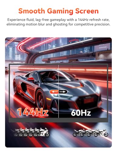 Image of HotYeah 16 inch 2.5K 144Hz Portable Gaming Monitor, 2560x1600 QHD 125% sRGB USB-C HDMI Monitor for Laptop, External Monitor w /180 Adjustable Kickstand for MacBook, Laptop, PC, Phone, Tablet, Switch, PS5