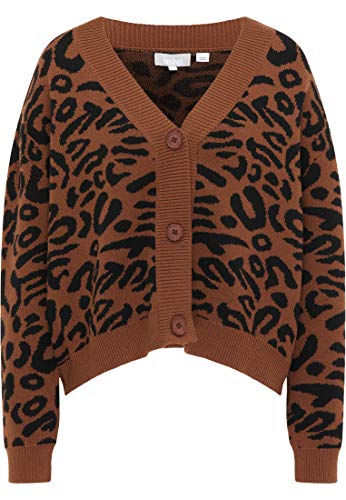 LEOMIA Women's Cardigan, Braun Schwarz, Medium/Large