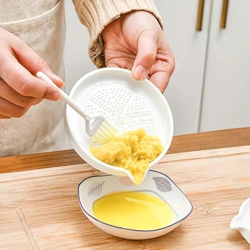 FEBLICH Ceramic Garlic Grater Plate with Brush Manual Crusher Grinder Tool for Ginger, Garlic, Turmeric, Nutmeg, Fruits & Vegetables Durable, Easy to Clean, Non-Slip Kitchen Utensil (Medium)