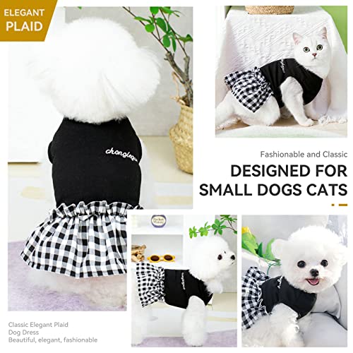 Petcare Small Dog Dress Classic Black Plaid Dresses For Dogs Soft Cute Summer Dog Dress Shirt Shih Tzu Pomeranian Chihuahua Yorkie Puppy Dog Clothes Outfits For Small Dogs Girl thumb #2