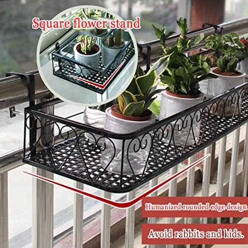 Support de Pot de Fleurs Noir 100cm pour Balcon et Garde-Corps