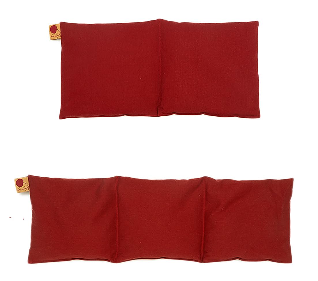 Bed Warmers, Red Ultra Suede, Hot Cherry Pit Double & Triple Square Pillow, Natural Moist Heat, Heating Pad, Relieves Muscle, Arthritis Pain, Stress, Hot/Cold Therapy, Microwavable, Washable FSA/HSA