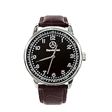 Kratzfestes Glas MB Bergkristall rund Sport Uhr Schwarz Zifferblatt braun Band