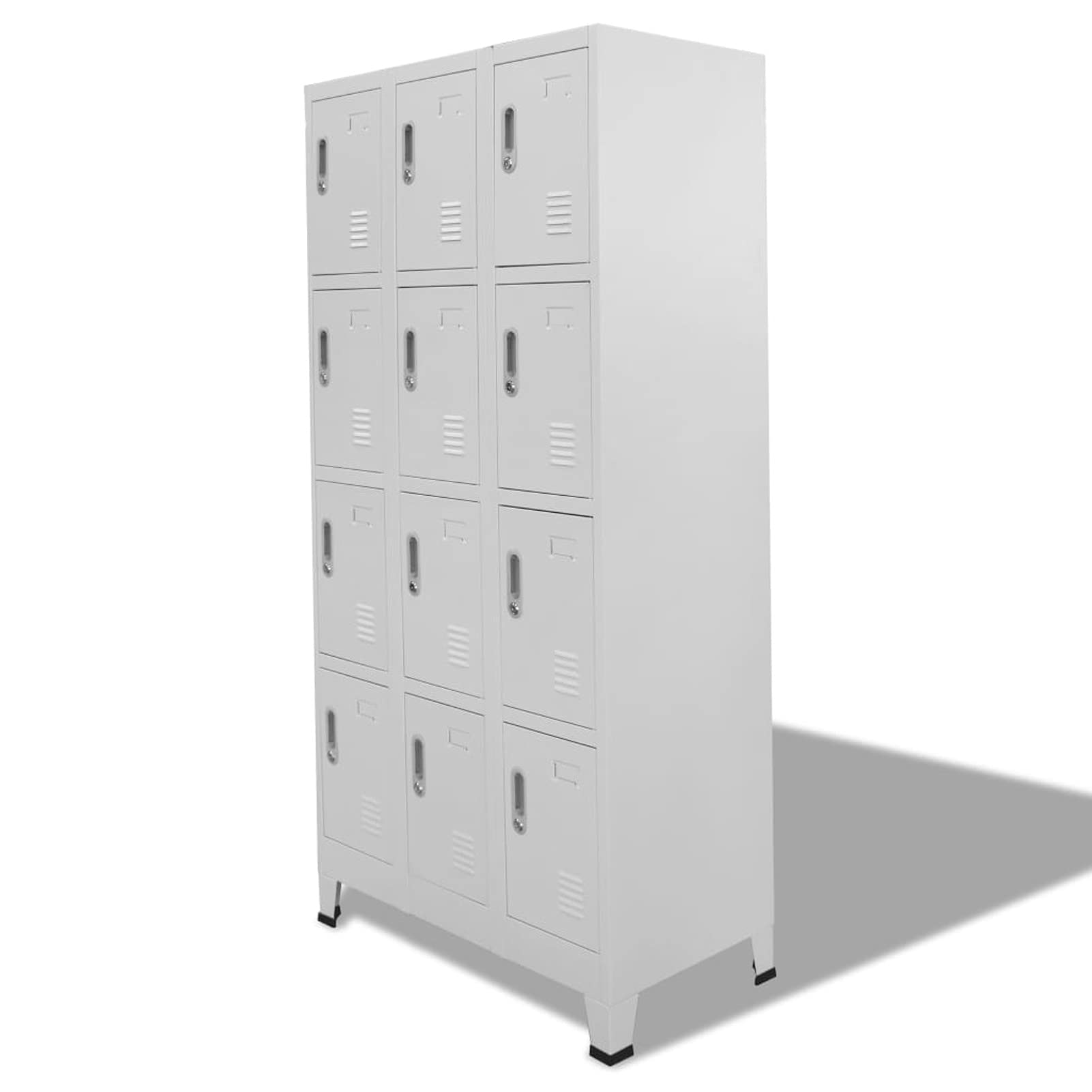 Armario Taquilla Metalico, Armarios de Almacenaje, Taquillas Vestuarios, Taquillas de Acero, con 12 Puerta con Cerradura y 12 Compartimentos, Gris 90x45x180 cm