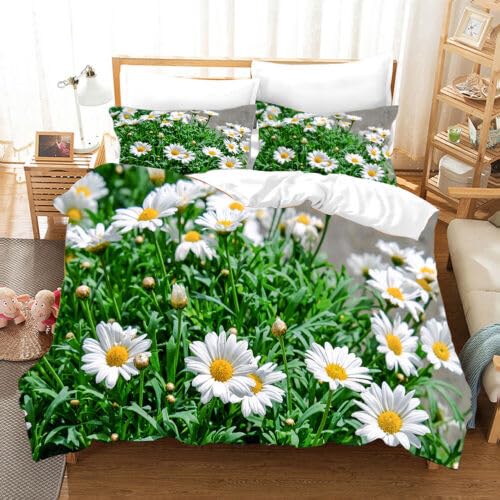 Funda nórdica de margaritas suave antiarrugas para cama de 90 infantil