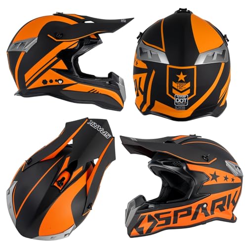 SPARK ATV & Dirt Bike Helmet for Adults - DOT Certified Motocross Helmet with Quick Release, Lightweight Off-Road Design for Motocross & Trail Riding (Matte Orange Voyager, Medium) - Image 3