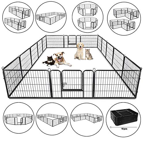 ZENY Dog Playpen 24 Inch 16 Panels, Heavy Duty Pet Dog Pen Indoor, Metal Dog Fence with Doors, Foldable Animal Outdoor… - Image 5