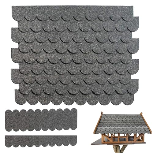 53 Bardeaux de Toiture Bitume Auto-Adhésifs, Mini Tuiles de Toiture pour Abri de Jardin, Nichoir, Boîte aux Lettres, Niche pour Chien – Imperméable, Résistant aux Intempéries, Pose Facile (Feutre)