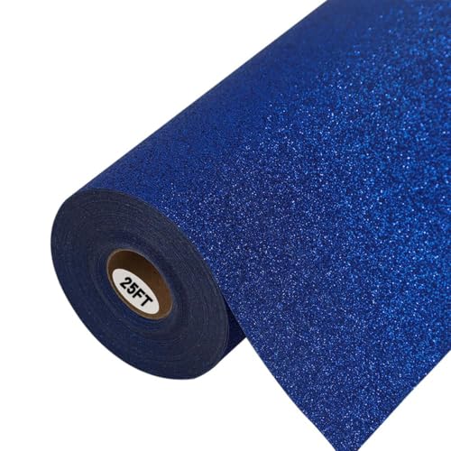 Image of guangyintong Glitter Heat Transfer Vinyl, 12 inchx25ft Royal Blue Iron on Vinyl